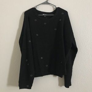 NWT-Hot Topic Black sweater with grommets.